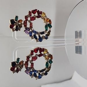 Crystal Cluster Drop Wreath Statement Post Earrings